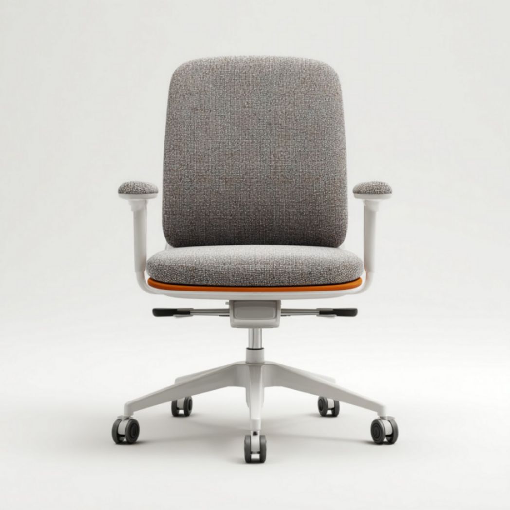 Sedia da Ufficio Girevole con Rivestimento in Tessuto Grigio