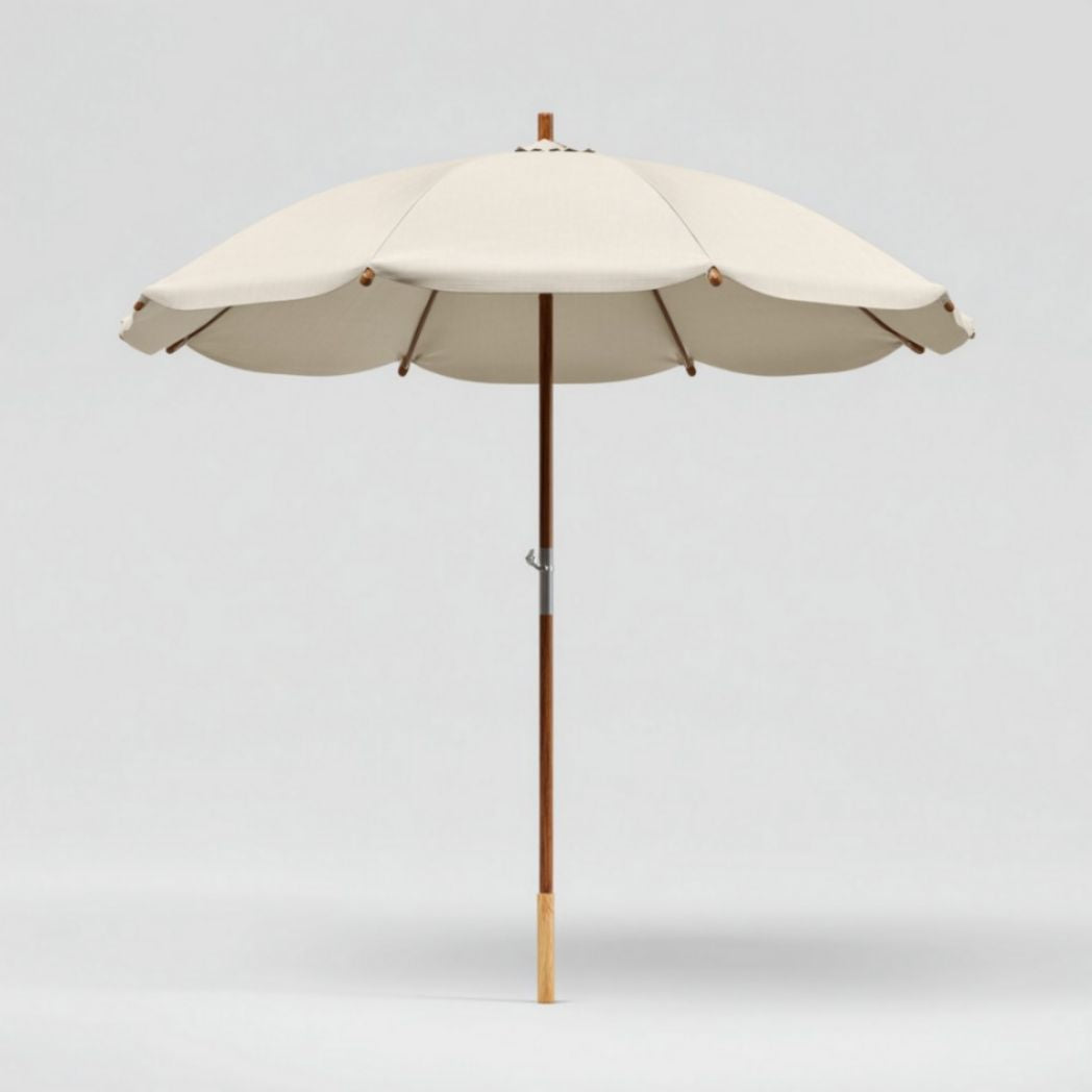 Ombrellone da Giardino in Tessuto Oxford e Legno, Beige